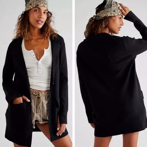 Free People Sweaters - Free People Black Blazer-Style Sweater